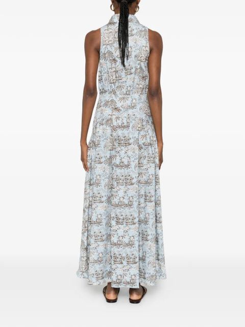 STAUD Romy polo-collar maxi dress - Blue