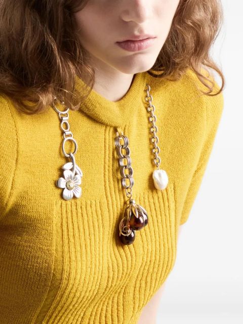 Prada charm-eembellishment T-shirt - Yellow