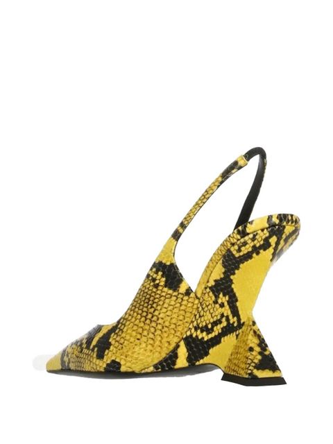 The Attico snake-print slingback pumps - Yellow