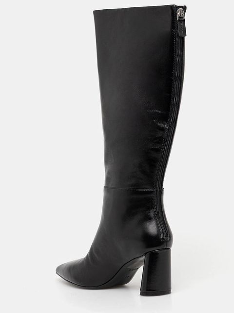 BOSS kozaki skórzane Gracey kolor czarny na słupku 50552785