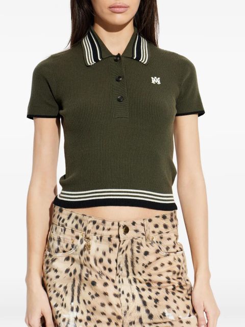 AMIRI ribbed striped polo top - Green