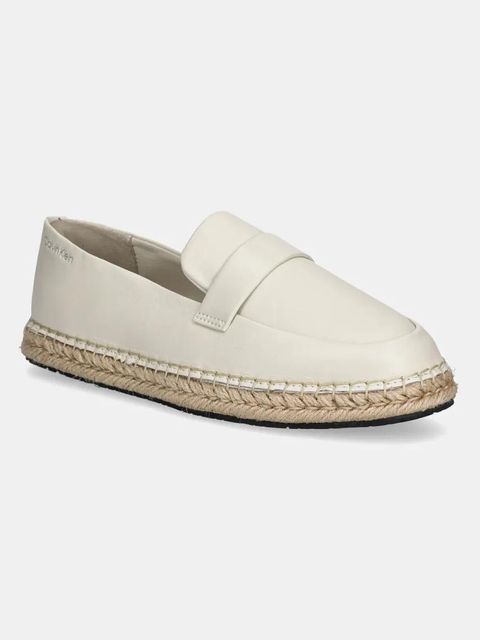 Calvin Klein espadryle skórzane ESPADRILLE W/CK HW - LTH kolor beżowy HW0HW02390 - zdjęcie produktu nr 1