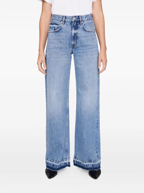 ANINE BING Lewis frayed wide-leg jeans - Blue