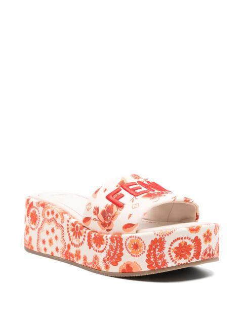 FENDI 55mm Sunshine floral-print sandals - Neutrals