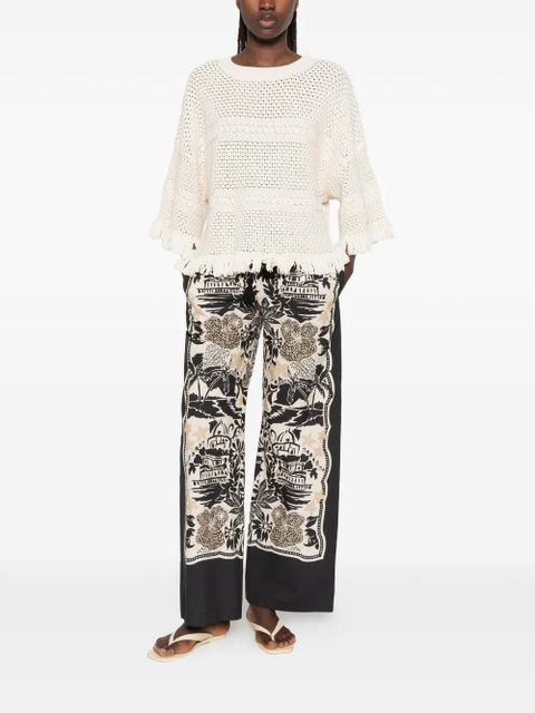 Weekend Max Mara Palato fringe-trimmed crochet-knit sweater - Neutrals - zdjęcie produktu nr 2