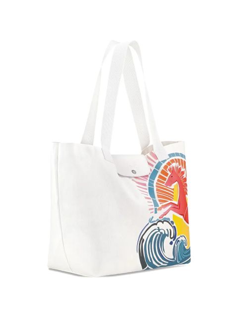 Longchamp L Le Pliage horse-graphic tote bag - White