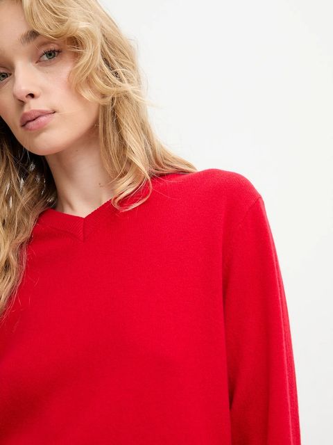 Answear.LAB sweter z wełny merino damski kolor czerwony lekki - zdjęcie produktu nr 1