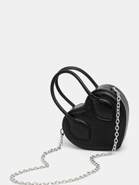 AMBUSH torebka skórzana Heart Top Handle Bag kolor czarny 12115033
