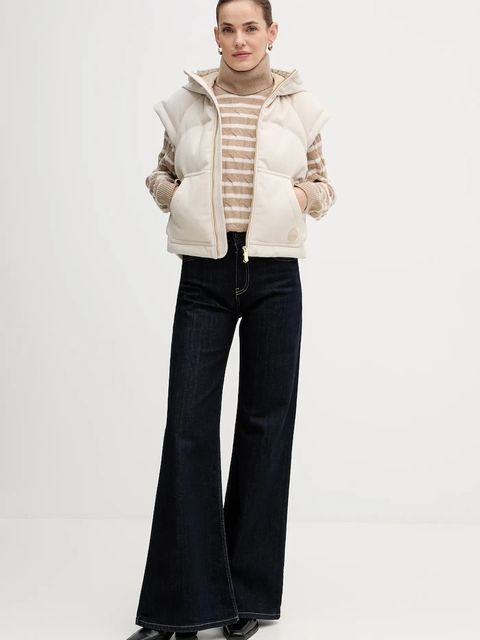 Tommy Hilfiger sweter wełniany damski kolor beżowy lekki z golfem WW0WW46791