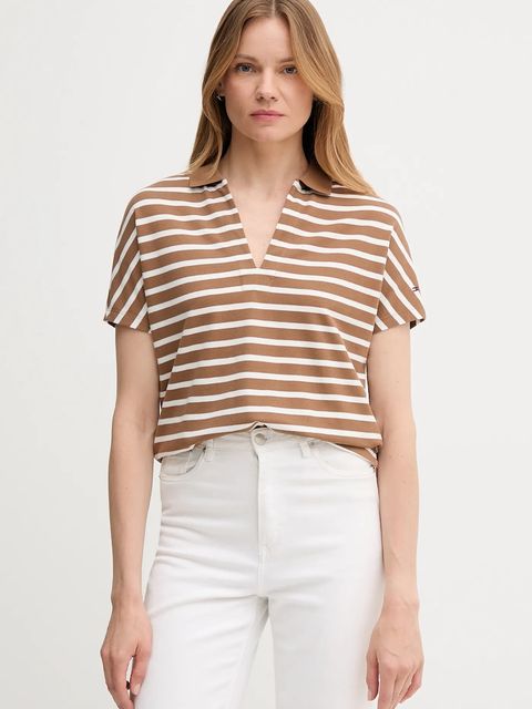 Tommy Hilfiger polo damski kolor brązowy WW0WW46512