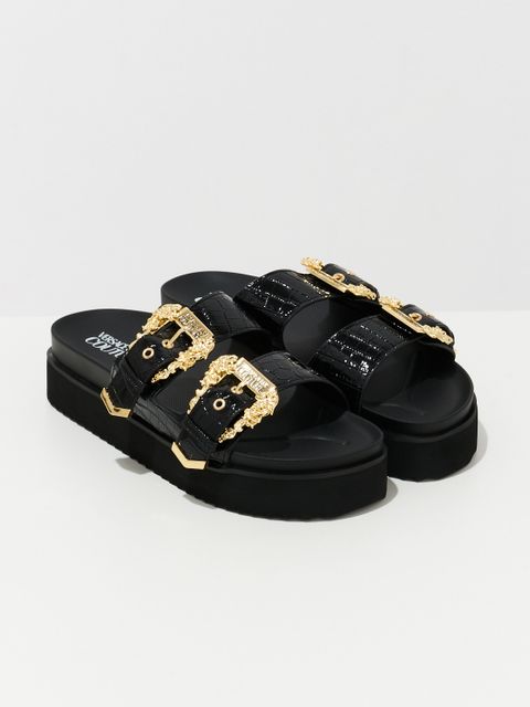 VERSACE JEANS COUTURE - Czarne klapki Arizona