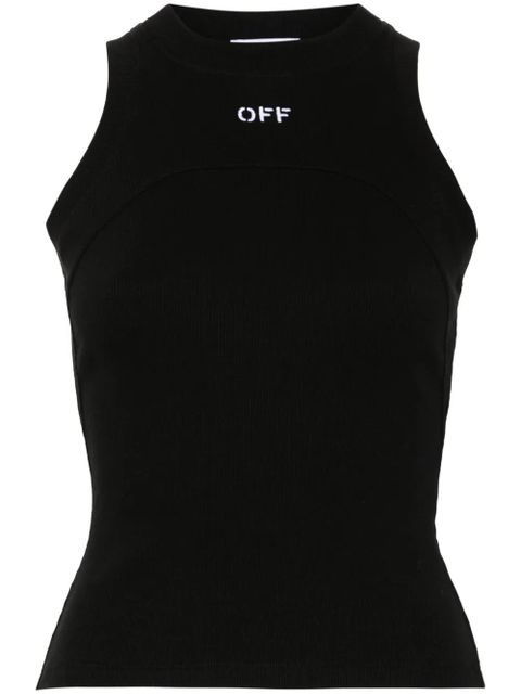 Off-White logo-embroidered ribbed tank top - Black - zdjęcie produktu nr 1
