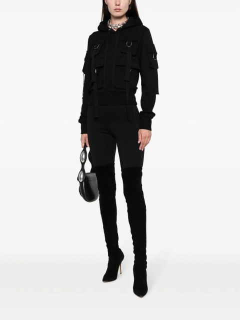 Blumarine cargo-pockets cotton hoodie - Black