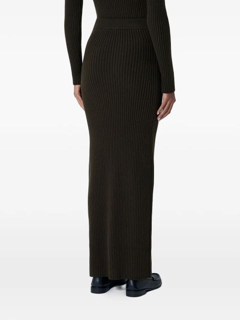 Max Mara ribbed elasticated midi skirt - Green