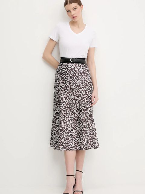 Joop! spódnica kolor brązowy midi rozkloszowana 30100089