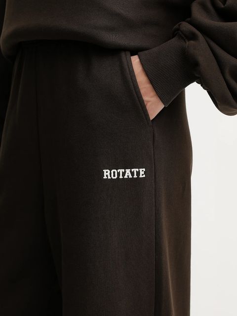 Rotate spodnie dresowe bawełniane damskie kolor brązowy gładkie 1153131667