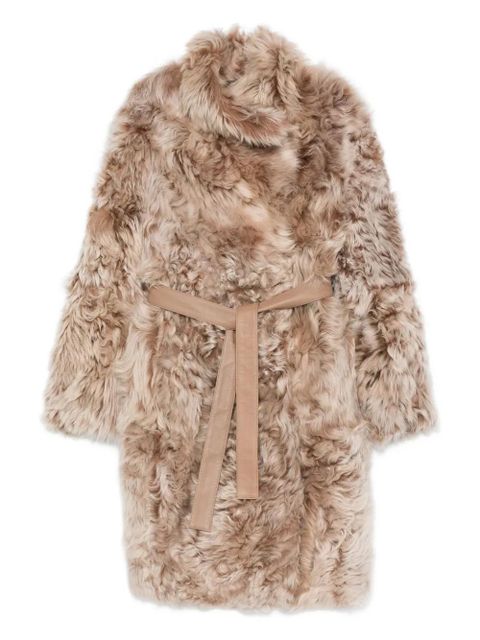 Yves Salomon shearling belted coat - Brown