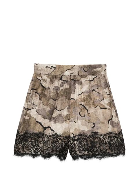 PINKO lace-trim camouflage-print shorts - Neutrals - zdjęcie produktu nr 1