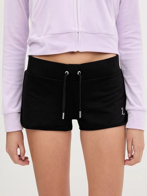 Juicy Couture szorty BOOTY SHORT damskie kolor czarny z aplikacją high waist JCWHS225303 - zdjęcie produktu nr 1