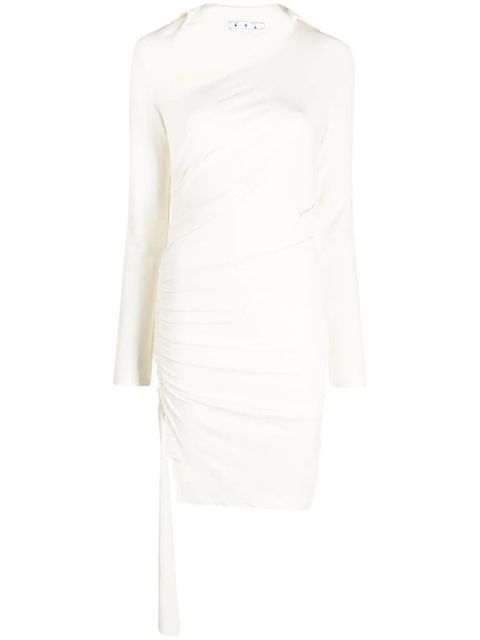 Off-White asymmetric ruched minidress - Neutrals - zdjęcie produktu nr 1