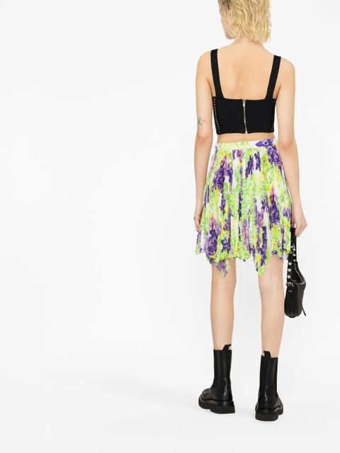Versace Logo Orchid-print pleated asymmetric skirt - Green - zdjęcie produktu nr 2