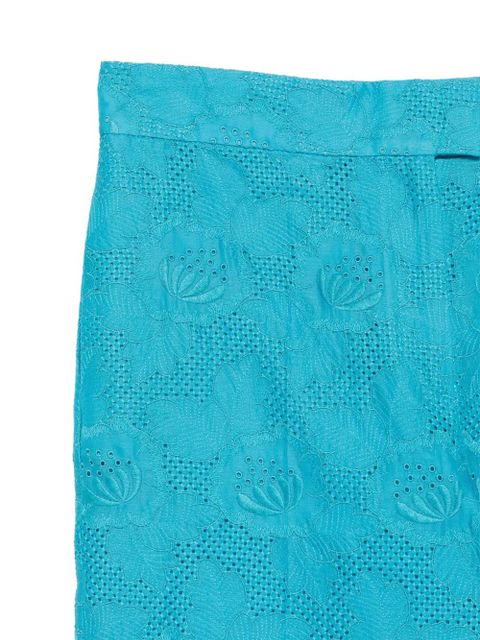 Valentino Garavani floral-embroidery trousers - Blue