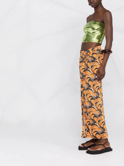 Rabanne printed ruched skirt - Orange