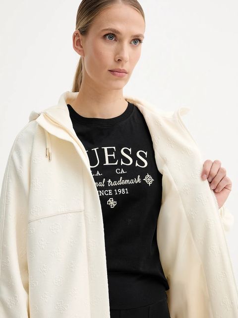 Guess kurtka PEONY kolor beżowy przejściowa oversize V5YQ05 KBSL2