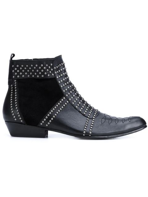 ANINE BING Charlie stud-embellished leather boots - Black - zdjęcie produktu nr 1