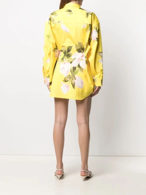 Valentino Garavani floral print shirt mini dress - Yellow