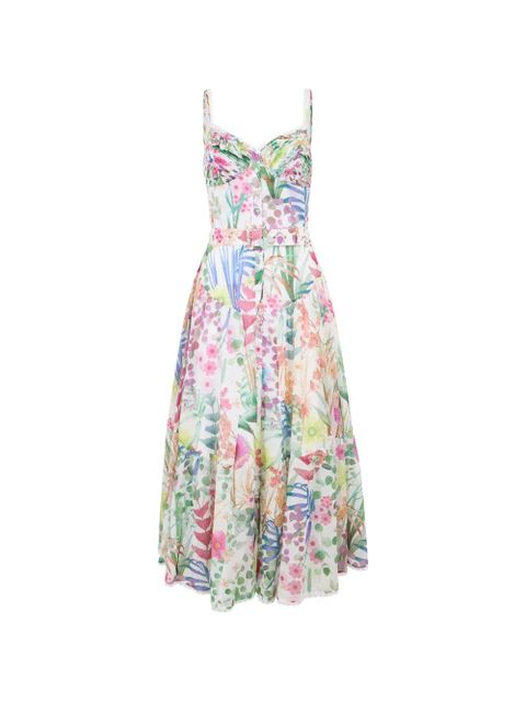 Charo Ruiz Ibiza Cael floral-print belted midi dress - White - zdjęcie produktu nr 1