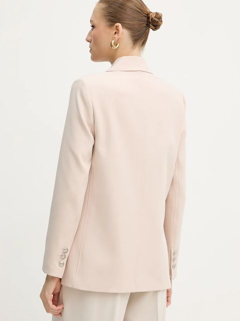 Guess marynarka FIONA kolor beżowy dwurzędowa gładka W5YN20 WH9Y2