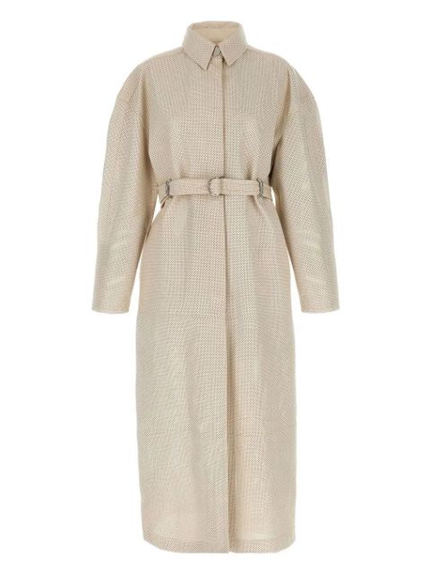 Max Mara perforated belted leather coat - Neutrals