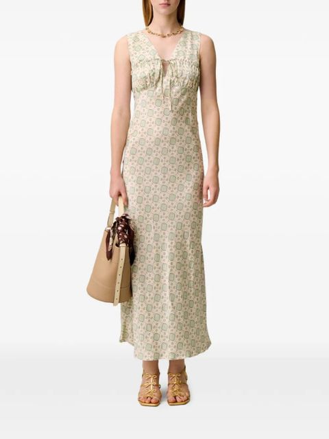Claudie Pierlot printed drawstring-detail dress - Neutrals