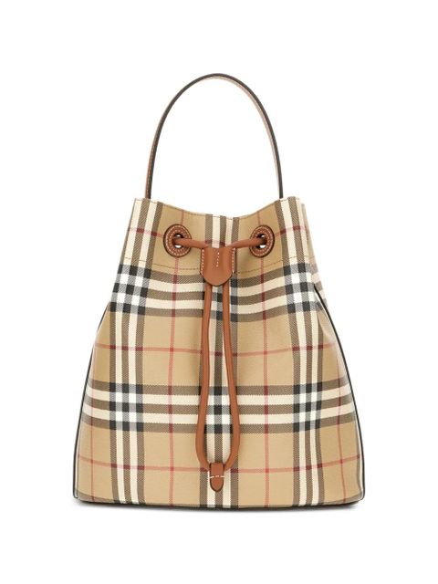 Burberry small Check Bucket drawstring shoulder bag - Neutrals - zdjęcie produktu nr 1