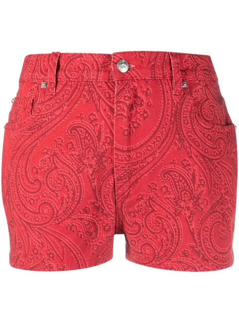 ETRO paisley-print denim shorts - Red - zdjęcie produktu nr 1