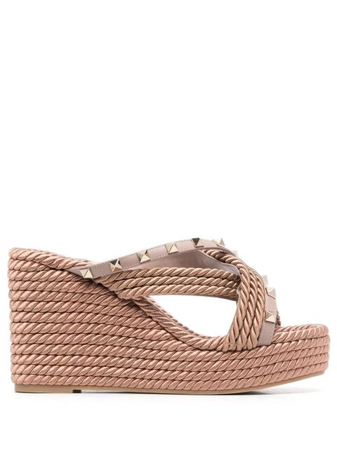 Valentino Garavani logo-print flatform sandals - Neutrals - zdjęcie produktu nr 1