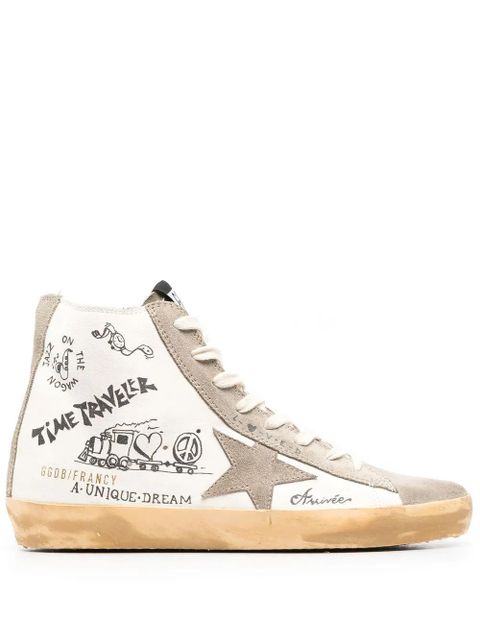 Golden Goose Francy Journey-print high-top sneakers - White - zdjęcie produktu nr 1