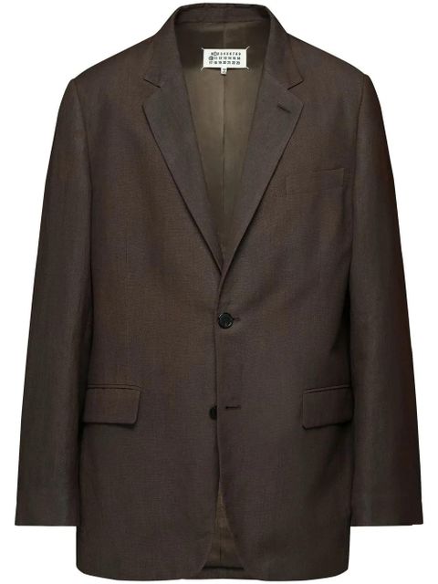 Maison Margiela single-breasted wool-linen blazer - Brown - zdjęcie produktu nr 1
