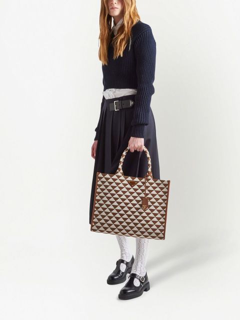 Prada large Symbole embroidered tote bag - Brown - zdjęcie produktu nr 2