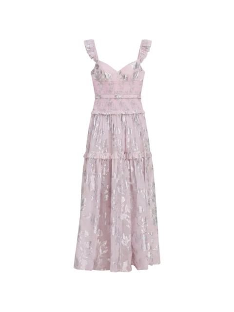 Self-Portrait chiffron ruffled maxi dress - Pink - zdjęcie produktu nr 1