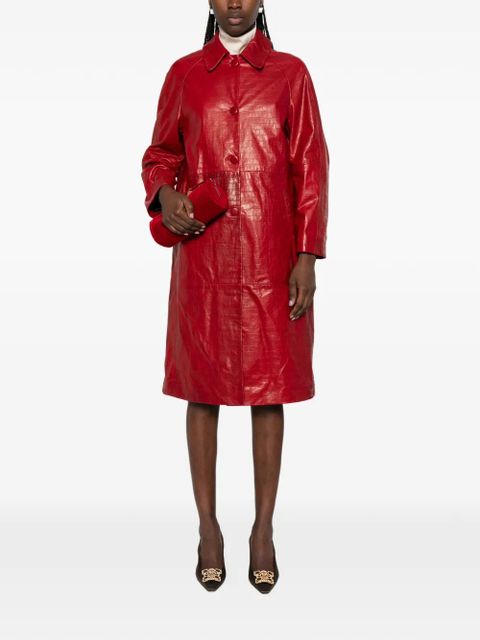 Nour Hammour croco-embossed leather coat - Red - zdjęcie produktu nr 2