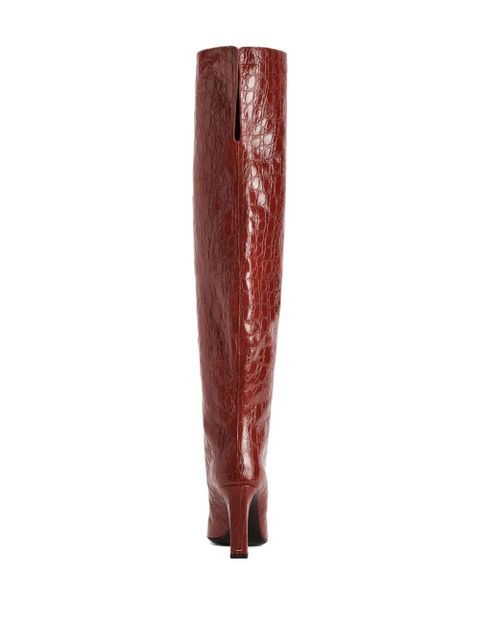 Giuseppe Zanotti 90mm crocodile-embossed knee-high boots - Red - zdjęcie produktu nr 2