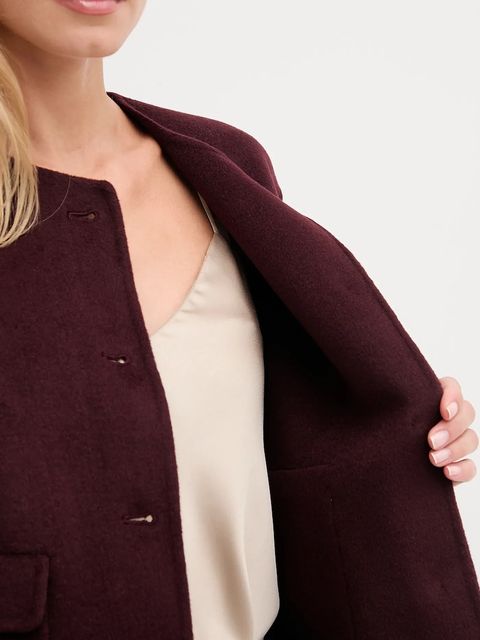 Tommy Hilfiger kurtka z wełną kolor bordowy WW0WW47446