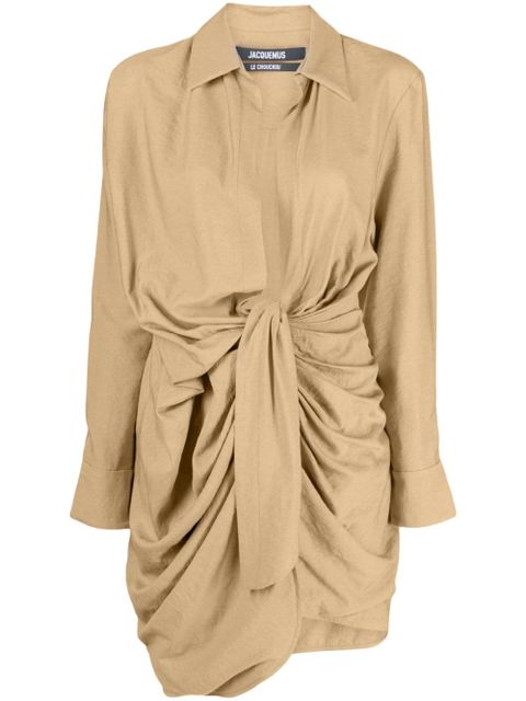 Jacquemus La Robe Bahia draped minidress - Neutrals - zdjęcie produktu nr 1