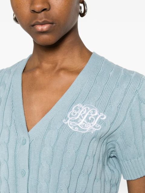 Lauren Ralph Lauren cable-knit logo-embroidered cardigan - Blue