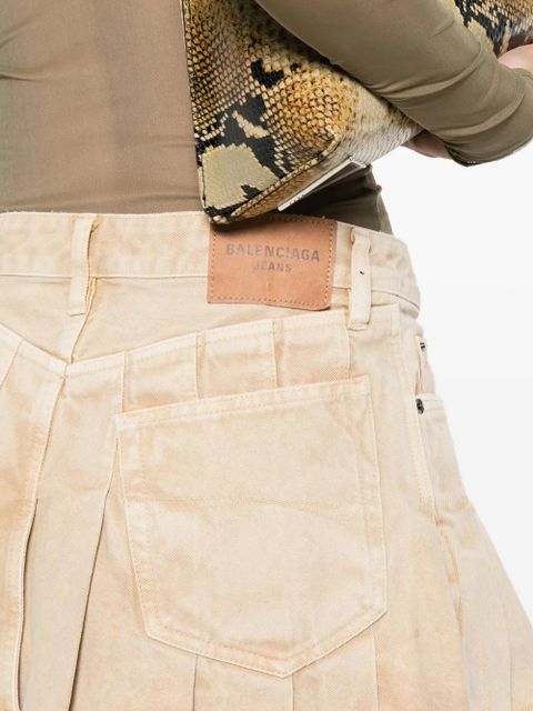Balenciaga pleated denim mini skirt - Neutrals