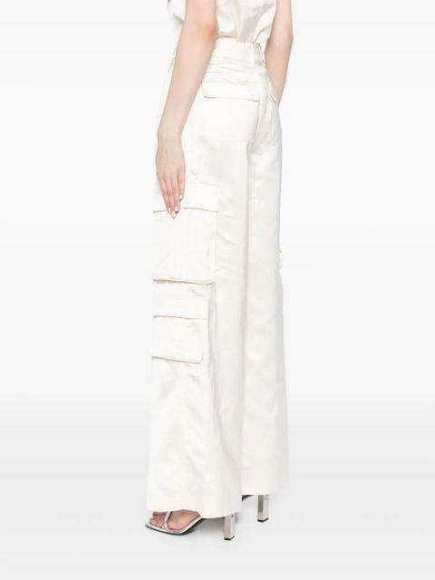 Self-Portrait high-waisted straight-leg cargo trousers - Neutrals