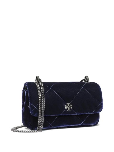 Tory Burch mini Kira diamond-quilted velvet cross body bag - Blue