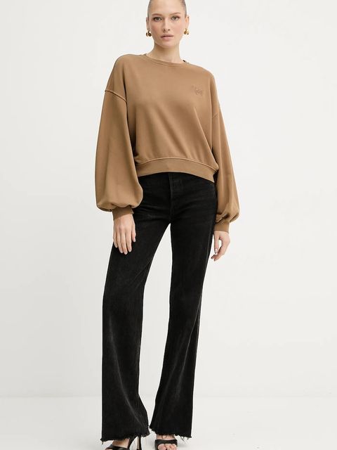 Pinko bluza bawełniana damska kolor brązowy gładka 105510 A2RB - zdjęcie produktu nr 2